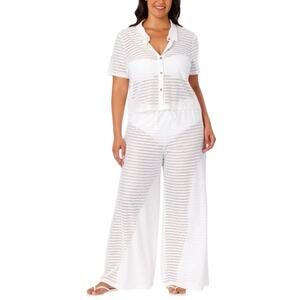 Hurley Women's Swim Cover Up Crochet Set White Size XL NWT